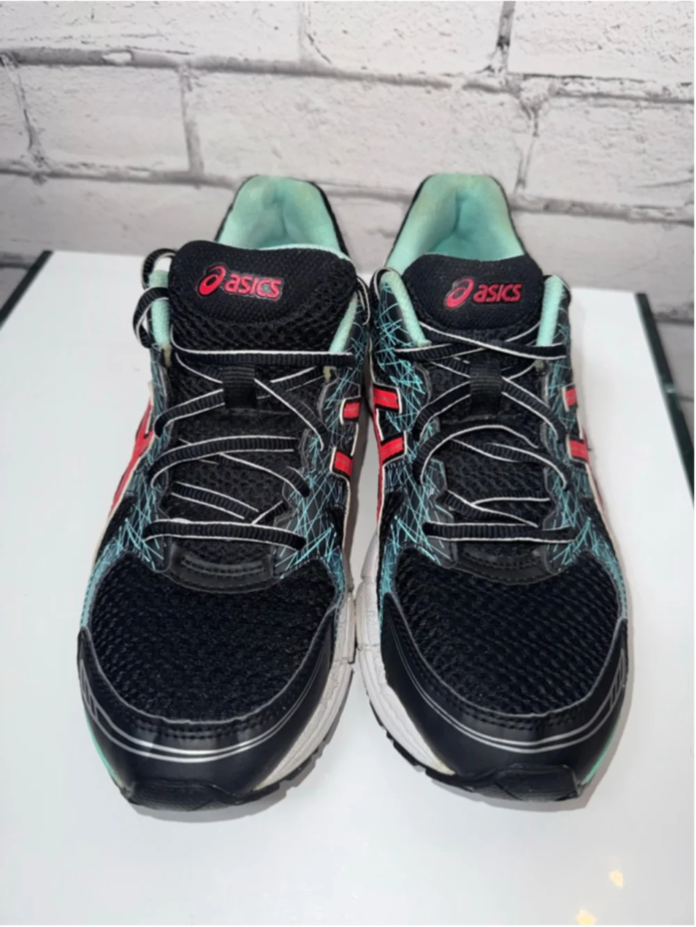 Women's ASICS GEL-EXCITE 2 Athletic Running Shoes Size 9 Black Teal Gym Shoes
